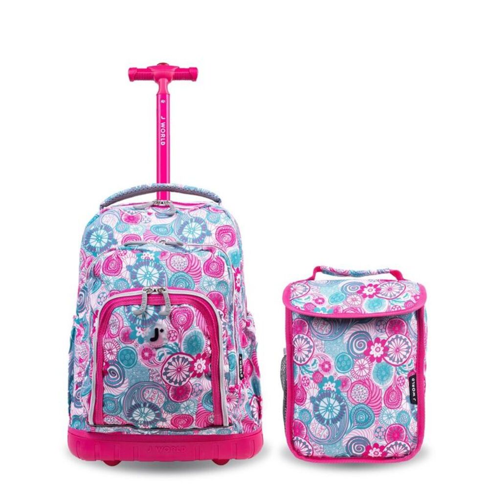 Kids' J World Lollipop 16" Rolling Backpack and Lunch Bag - Blue Raspberry